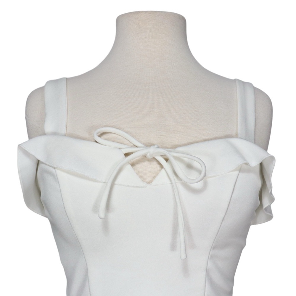 City Studio Dress Size 5 Ruffled Fit & Flare Ivory Sleeveless Sweet Heart - Picture 4 of 14